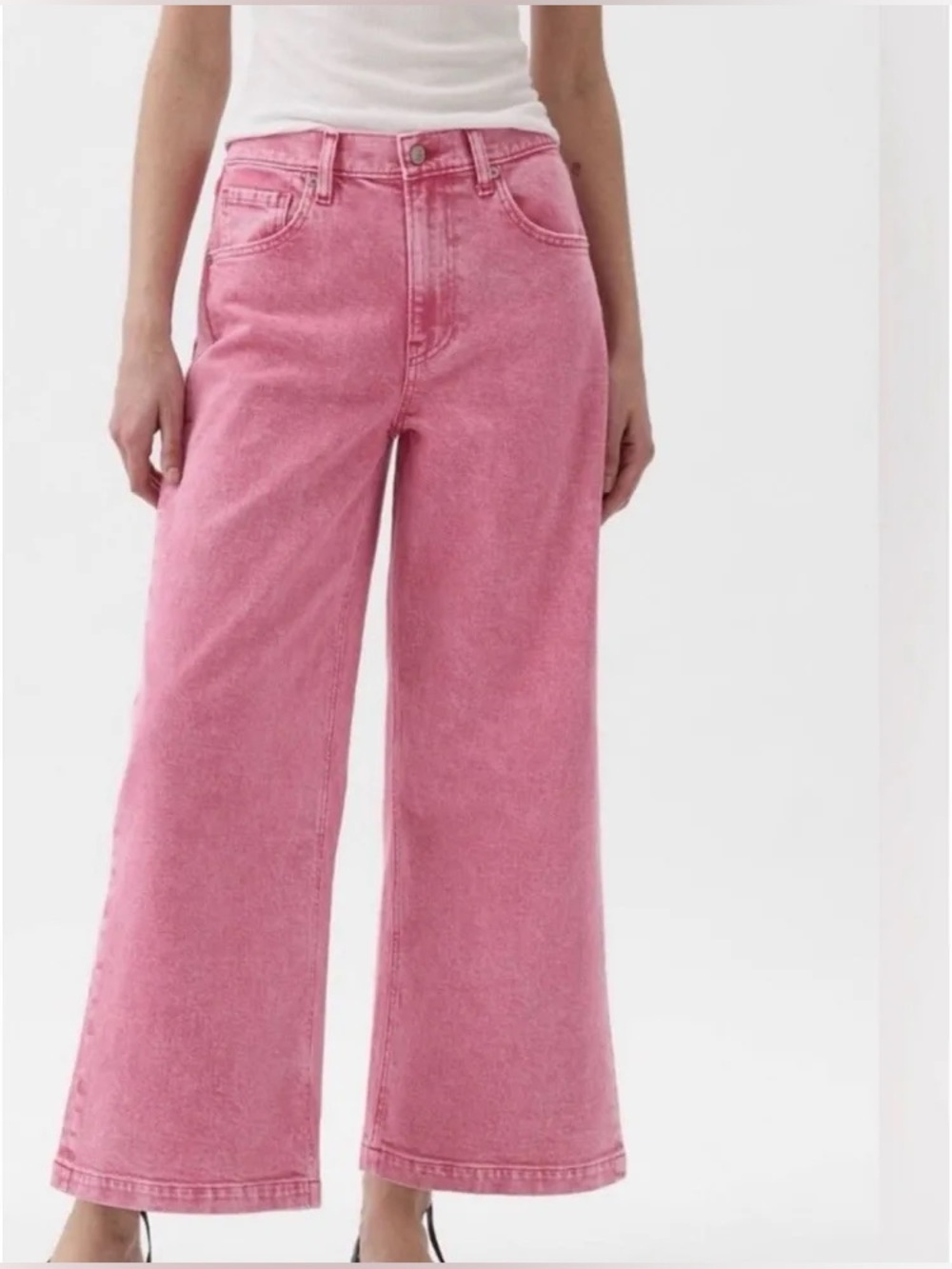 GAP High Rise Stride Ankle Wide Leg Jeans Sugar Pink Size 29 8R #X30 - Picture 7 of 7